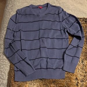 Merona Men's Navy and Black Striped Crewneck Sweater